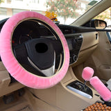 Car Steering Wheel Cover Plush Winter Universal Hand Brake Gear Position Gear Three-piece Fur Cover Car Interior Accessories