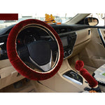 Car Steering Wheel Cover Plush Winter Universal Hand Brake Gear Position Gear Three-piece Fur Cover Car Interior Accessories