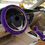 Car Steering Wheel Cover Plush Winter Universal Hand Brake Gear Position Gear Three-piece Fur Cover Car Interior Accessories