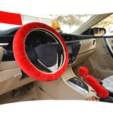 Car Steering Wheel Cover Plush Winter Universal Hand Brake Gear Position Gear Three-piece Fur Cover Car Interior Accessories