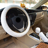 Car Steering Wheel Cover Plush Winter Universal Hand Brake Gear Position Gear Three-piece Fur Cover Car Interior Accessories