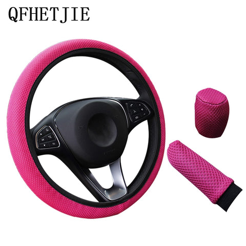 Car Steering Wheel Cover Three-piece Breathable Car Bumper Cover Non-slip Wear-resistant Car Interior Accessories