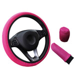 Car Steering Wheel Cover Three-piece Breathable Car Bumper Cover Non-slip Wear-resistant Car Interior Accessories